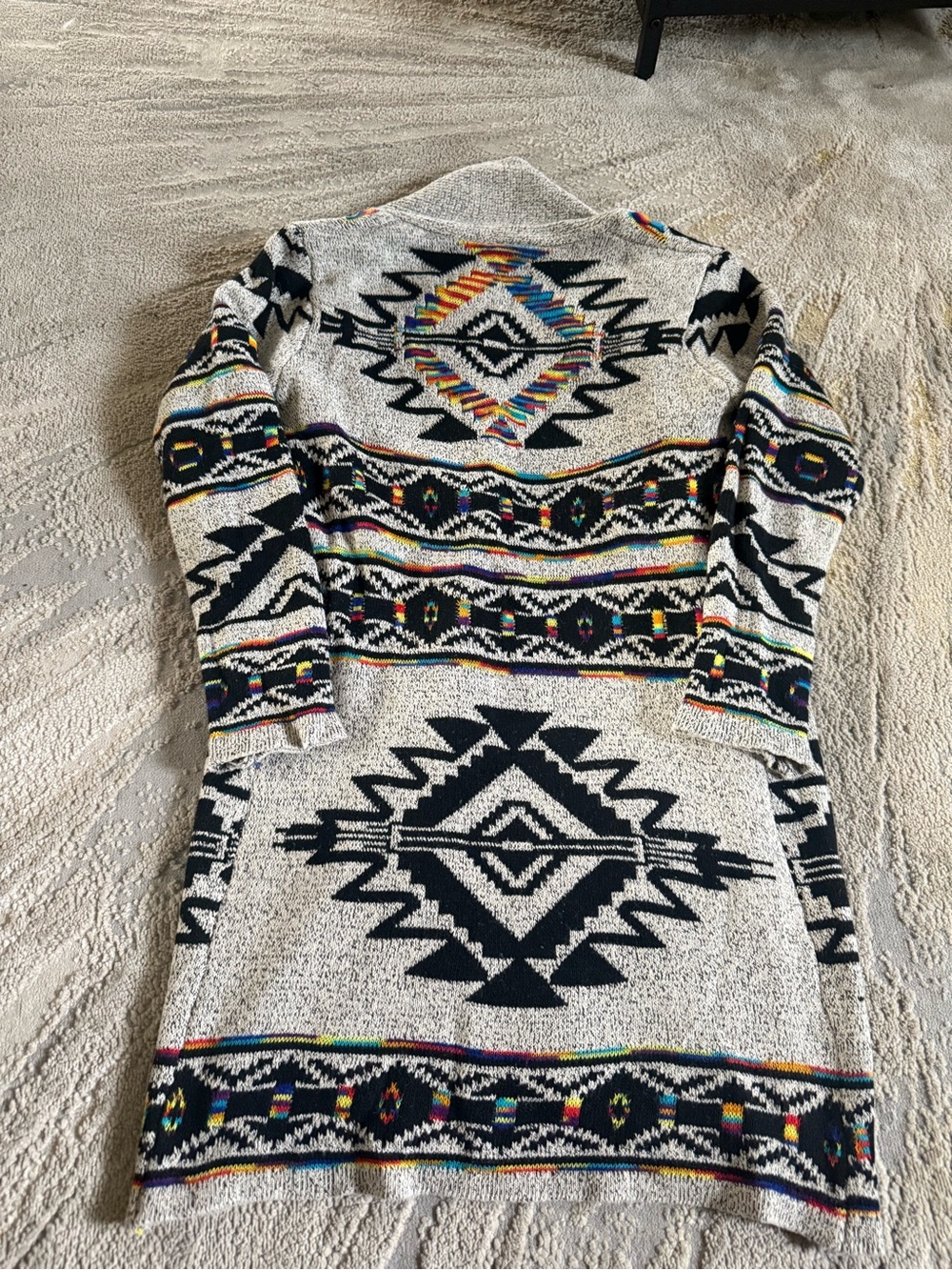 Northern Angel Aztec Long Cardigan sweater open front longline western small - Picture 5 of 12